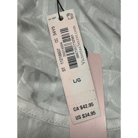 Victoria's Secret Satin Racerback Tank Top &‎ Bottom White Logo NWT  Size L /XL - Picture 10 of 13